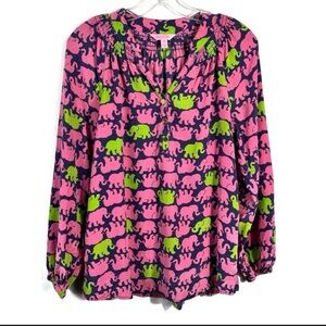 Lilly Pulitzer Pink and Navy Elephant Top